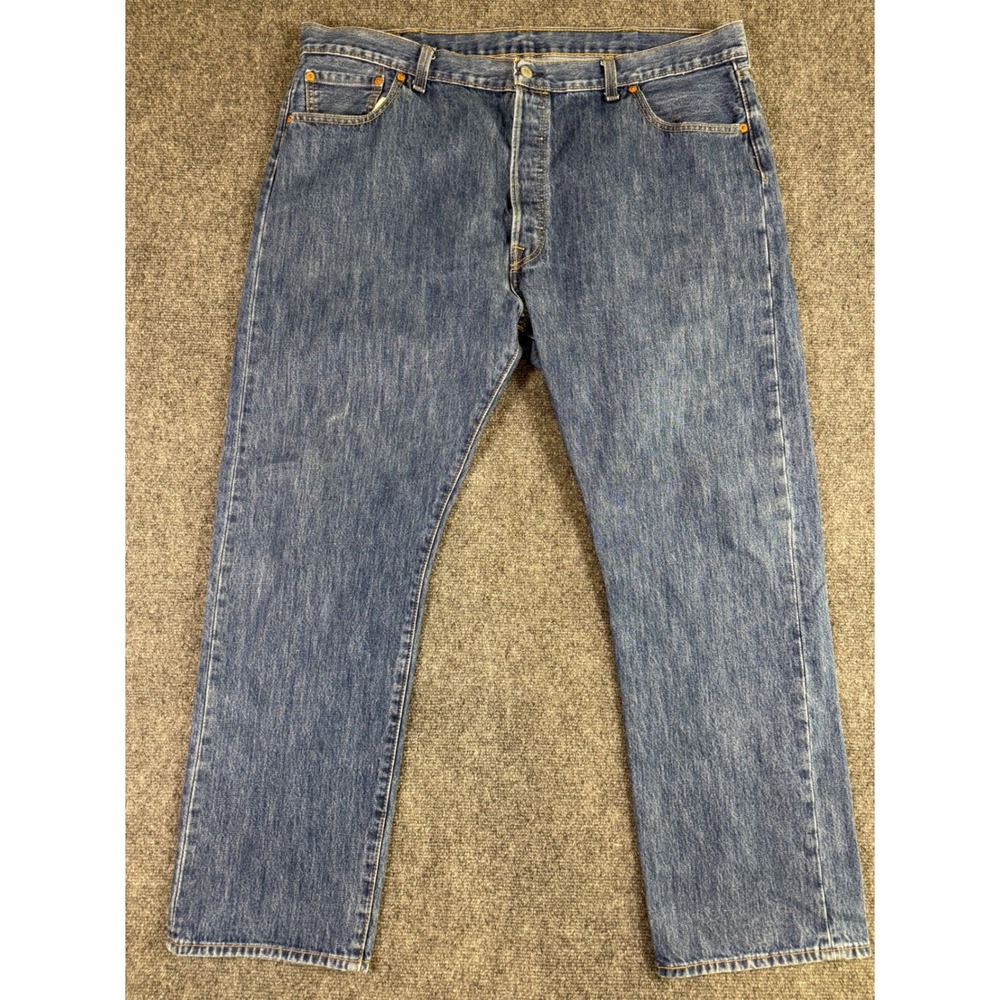 Levis Jeans Mens 44x32 501 Button Fly Denim Classic‎ Blue Straight Leg